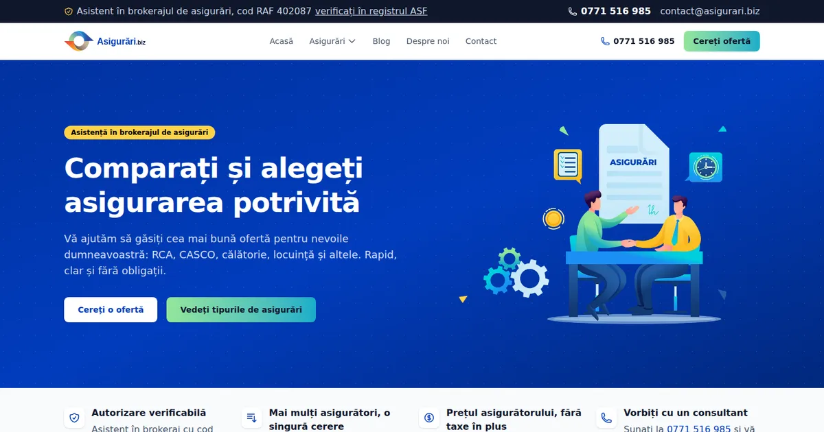Captură de ecran Asigurari.biz