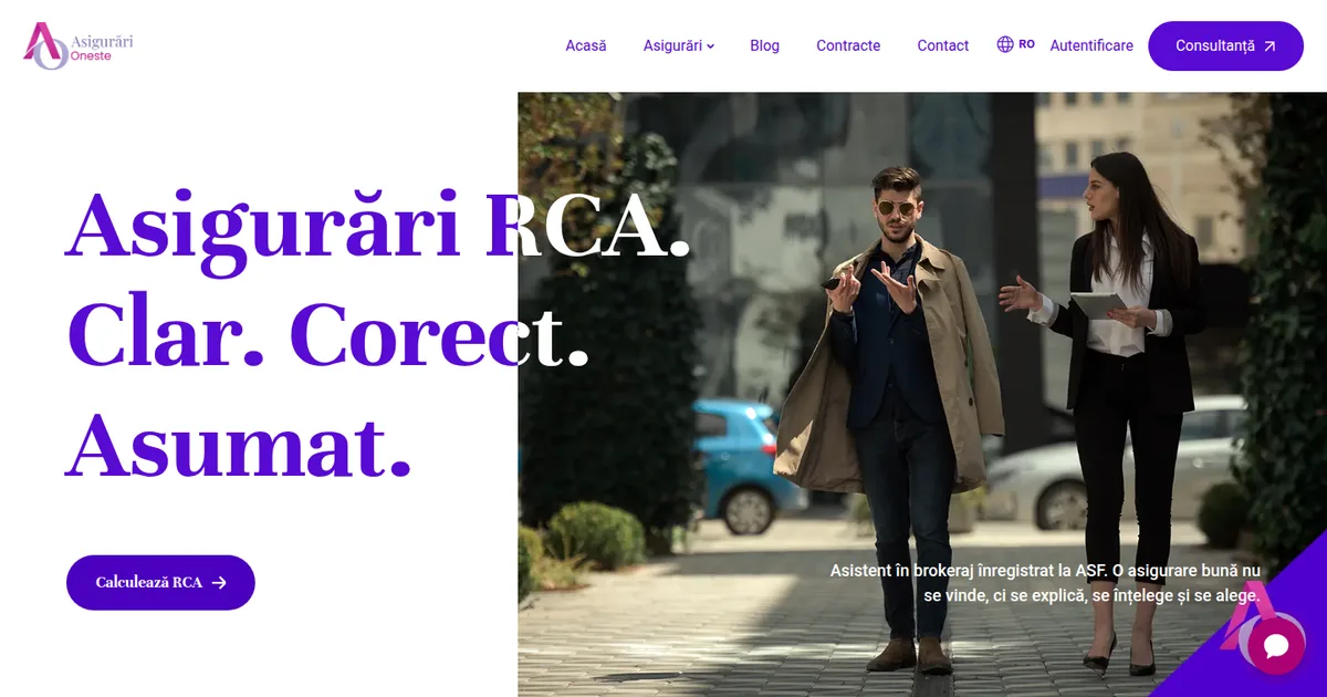 Captură de ecran AsigurariOneste.com